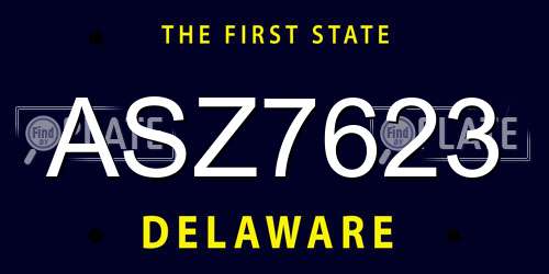 ASZ7623 Delaware License Plate