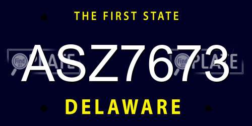 ASZ7673 Delaware License Plate