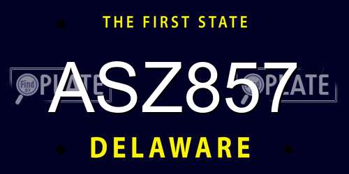 ASZ857 Delaware License Plate
