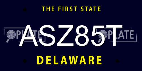 ASZ85T Delaware License Plate