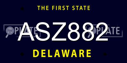ASZ882 Delaware License Plate