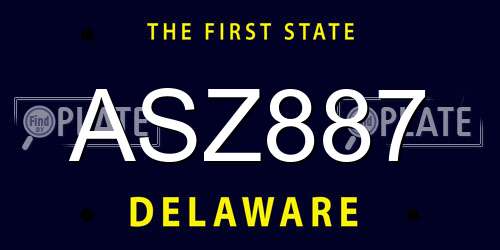 ASZ887 Delaware License Plate