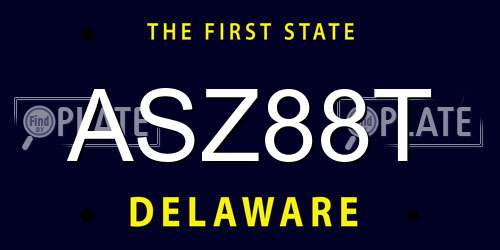 ASZ88T Delaware License Plate