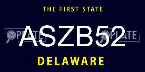 ASZB52 Delaware License Plate
