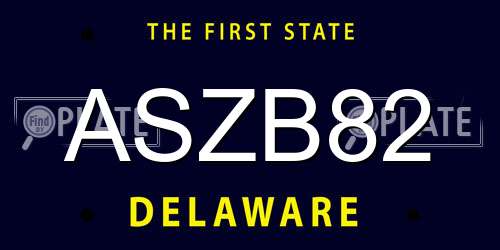 ASZB82 Delaware License Plate