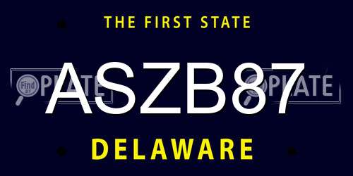 ASZB87 Delaware License Plate