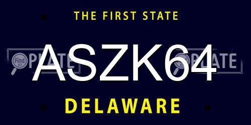 ASZK64 Delaware License Plate