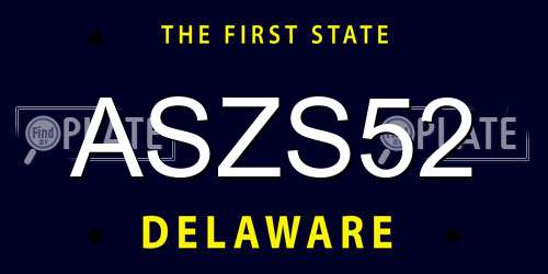 ASZS52 Delaware License Plate