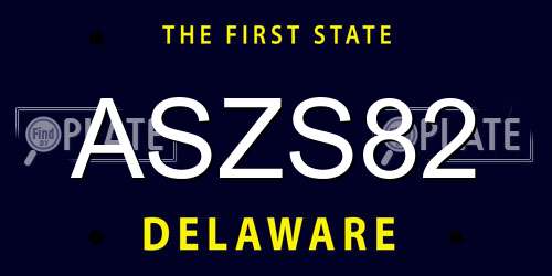 ASZS82 Delaware License Plate