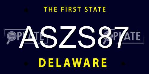 ASZS87 Delaware License Plate