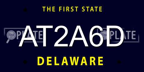AT2A6D Delaware License Plate