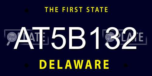 AT5B132 Delaware License Plate