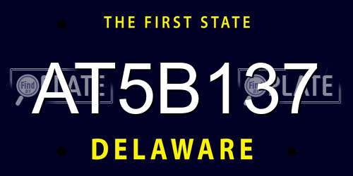 AT5B137 Delaware License Plate