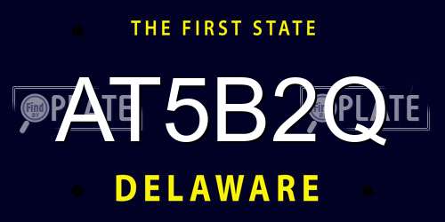 AT5B2Q Delaware License Plate