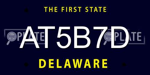 AT5B7D Delaware License Plate