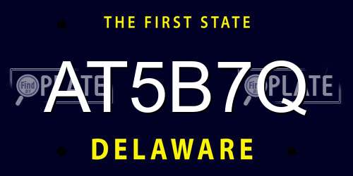 AT5B7Q Delaware License Plate