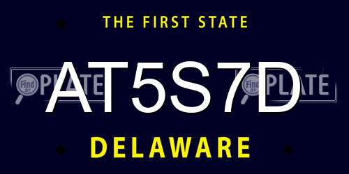 AT5S7D Delaware License Plate