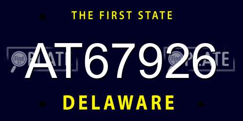 AT67926 Delaware License Plate