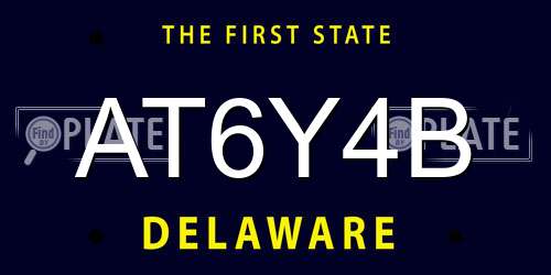 AT6Y4B Delaware License Plate