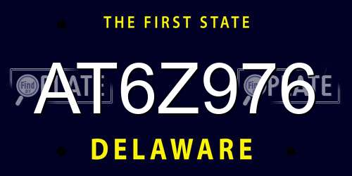 AT6Z976 Delaware License Plate