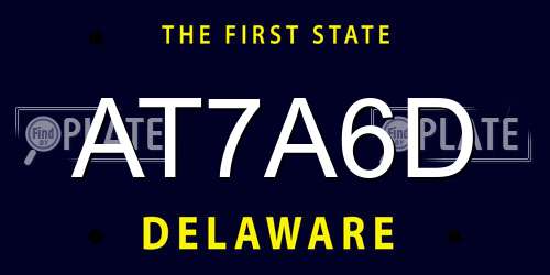 AT7A6D Delaware License Plate