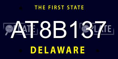 AT8B137 Delaware License Plate