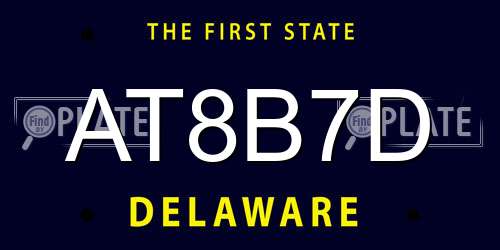 AT8B7D Delaware License Plate