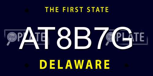 AT8B7G Delaware License Plate