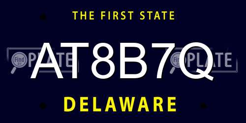 AT8B7Q Delaware License Plate