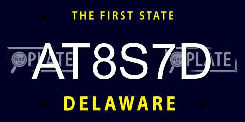 AT8S7D Delaware License Plate