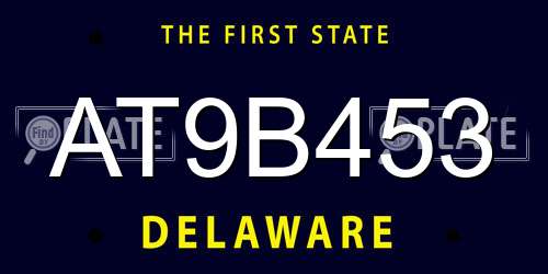 AT9B453 Delaware License Plate