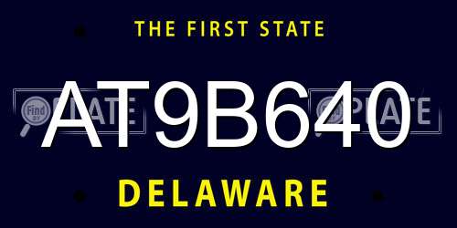 AT9B640 Delaware License Plate