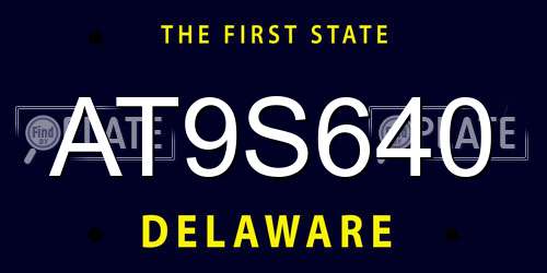 AT9S640 Delaware License Plate