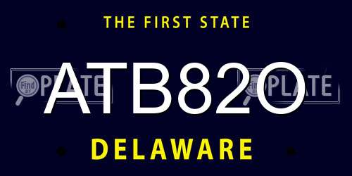 ATB82O Delaware License Plate