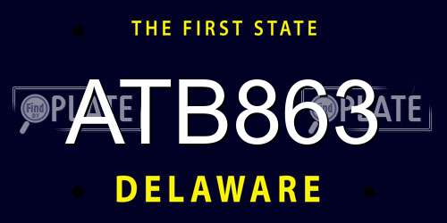 ATB863 Delaware License Plate