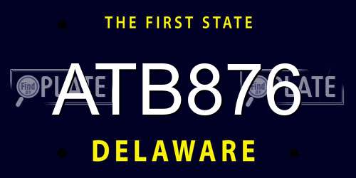 ATB876 Delaware License Plate