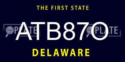 ATB87O Delaware License Plate