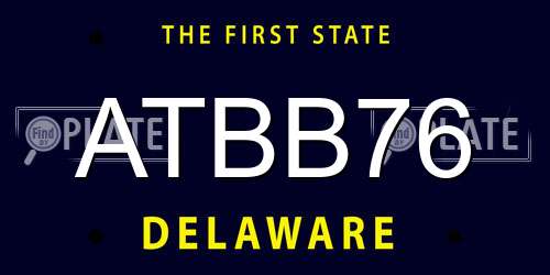 ATBB76 Delaware License Plate