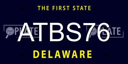 ATBS76 Delaware License Plate