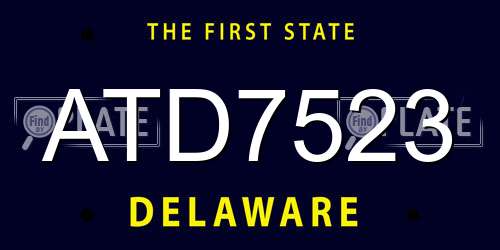 ATD7523 Delaware License Plate