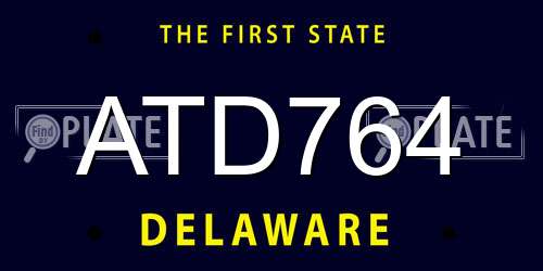 ATD764 Delaware License Plate
