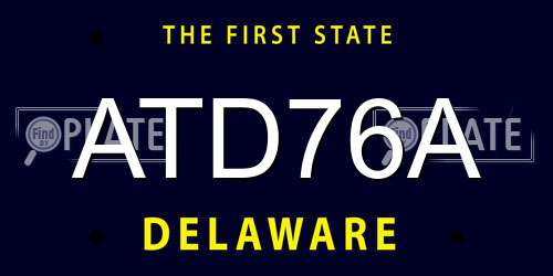 ATD76A Delaware License Plate