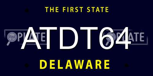 ATDT64 Delaware License Plate