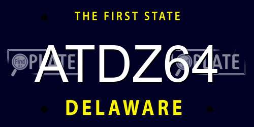 ATDZ64 Delaware License Plate