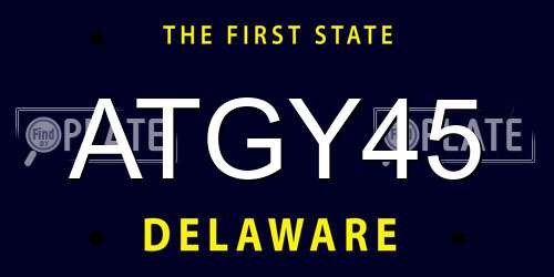 ATGY45 Delaware License Plate