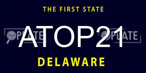 ATOP21 Delaware License Plate