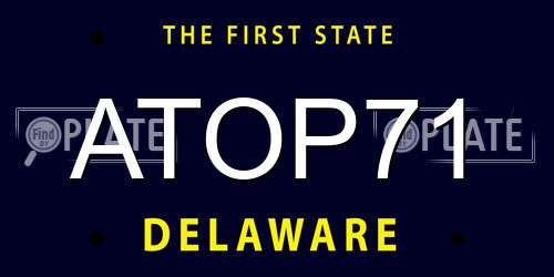 ATOP71 Delaware License Plate