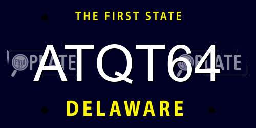 ATQT64 Delaware License Plate