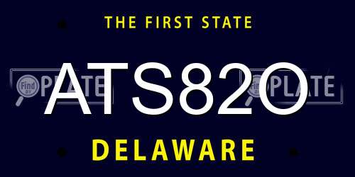ATS82O Delaware License Plate