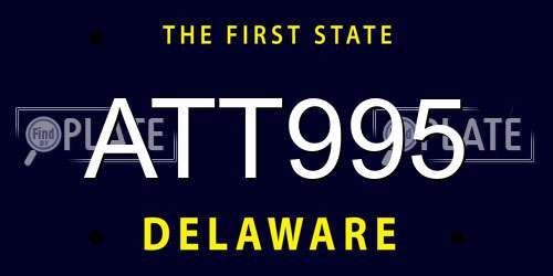 ATT995 Delaware License Plate